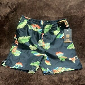 Vans Black and Green Board Shorts with Mushroom Print